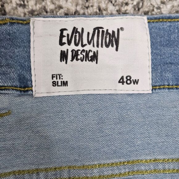 Evolution In Design Slim Denim Shorts Men’s 48W (44x14) Hip Hop Streetwear Y2K - Picture 2 of 7